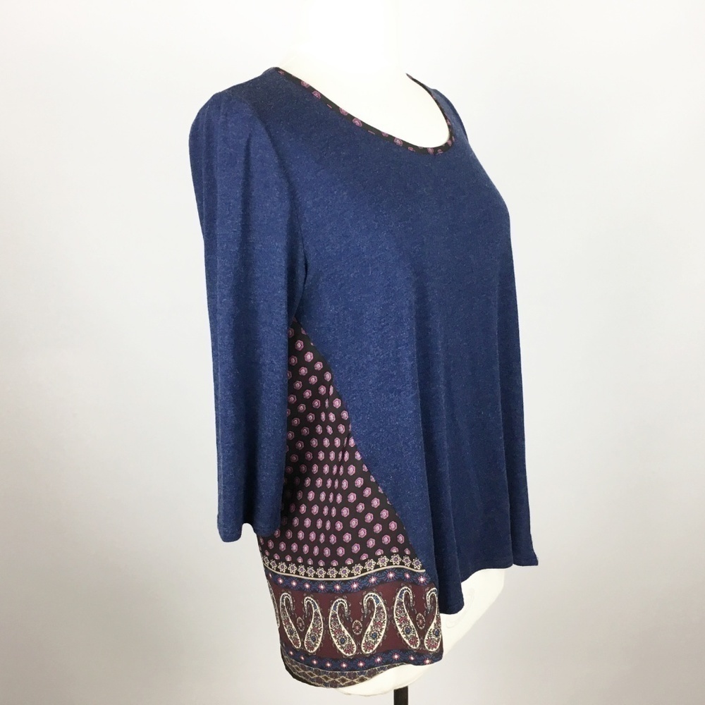 Le Lis Stitch Fix Chiffon Print Tee Navy M